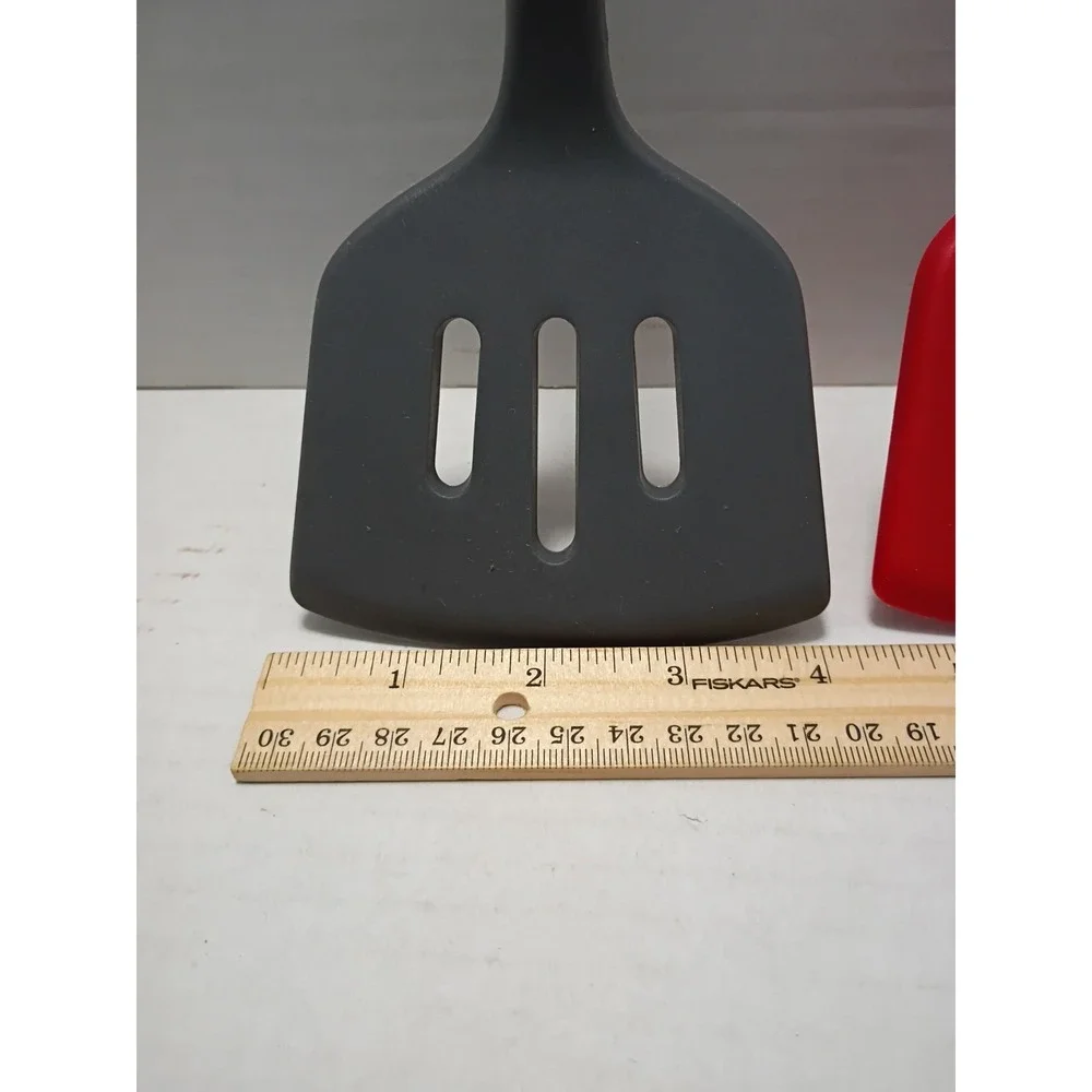 Sur La Table Red & Gray Spatulas Silicone w/ Wooden Handle Quantity = 2